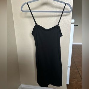 Forever 21 Black Mini Dress Ruffle Neckline